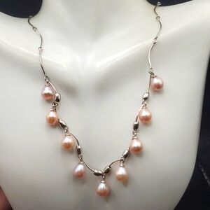 925 sterling‎ champagne pearl necklace show stopper N2908
